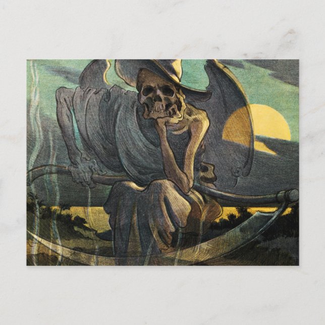 Postal Grim Reaper espera con Scythe (Anverso)