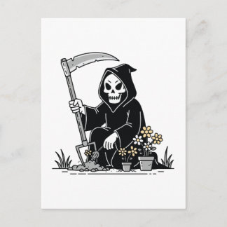 Postal Grim Reaper Gardening Flowers