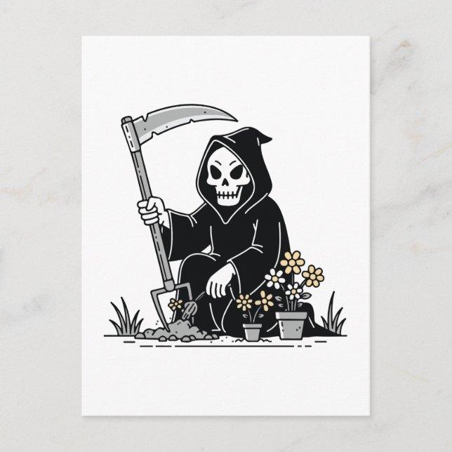 Postal Grim Reaper Gardening Flowers (Anverso)
