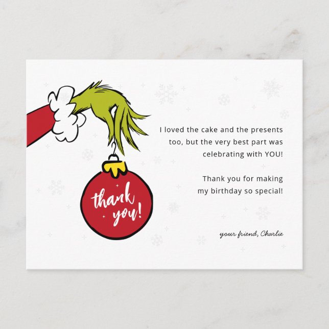 Postal Grinch Cumpleaños Feliz Gracias (Anverso)