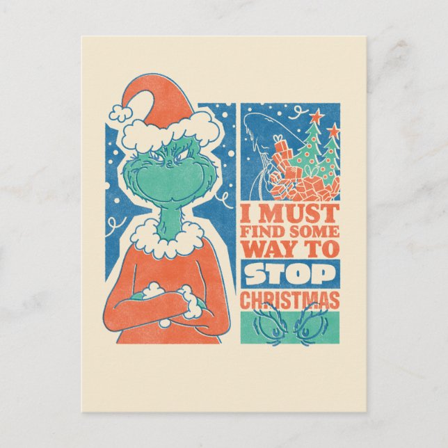 Postal Grinch | Detener Navidad Gráfico Antiguo (Anverso)
