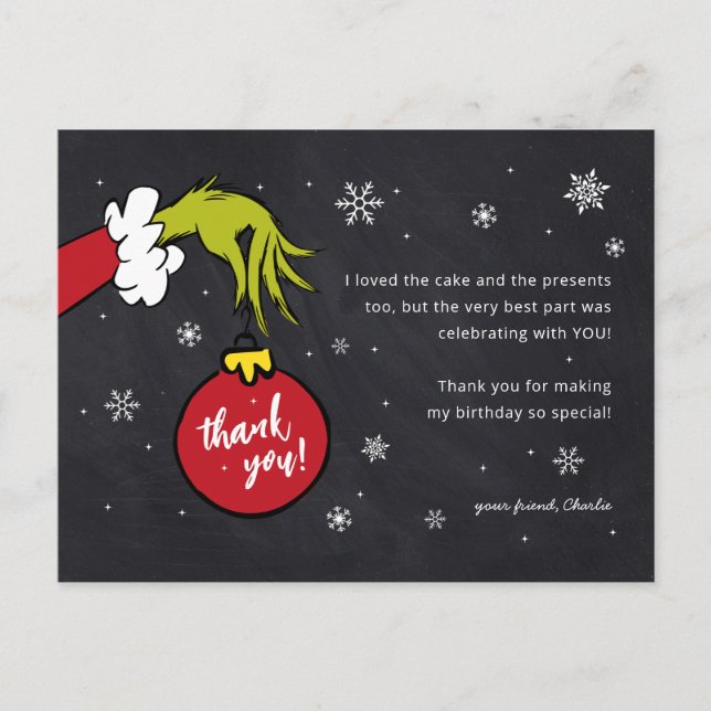 Postal Grinch Mean One Cumpleaños Gracias (Anverso)