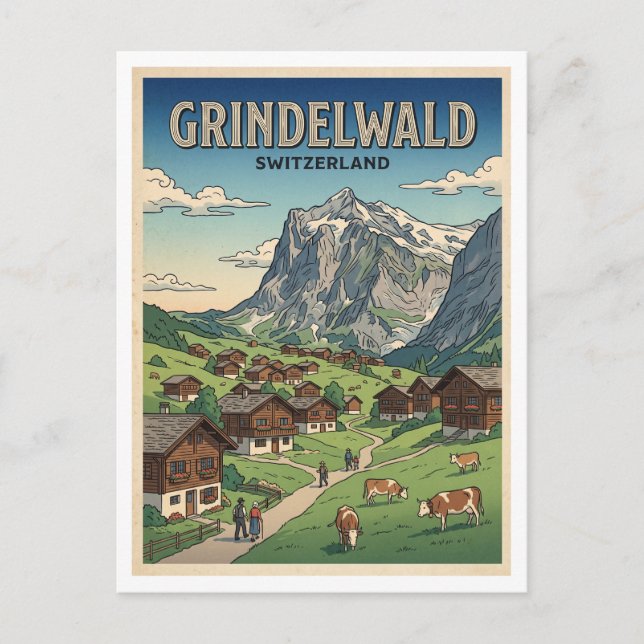 Postal Grindelwald Suiza (Anverso)