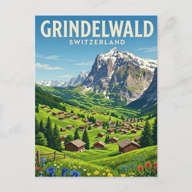 Postal Grindelwald Suiza (Anverso)