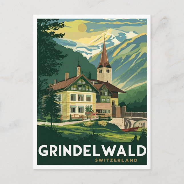Postal Grindelwald Suiza Alpes Vintage (Anverso)