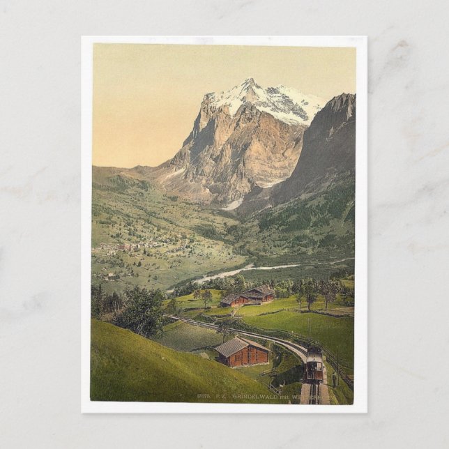 Postal Grindelwald y Monte Wetterhorn, Bernese Oberland (Anverso)