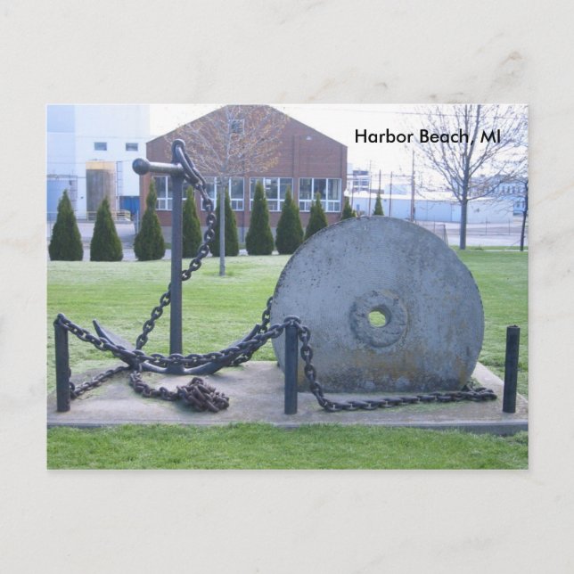 Postal Grindstone y Anchor en Harbour Beach, MI Postcard (Anverso)