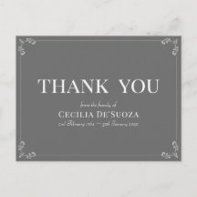 Gris Agradecimiento Funeral Simpatía Elegante Simp