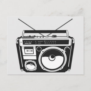 Postal Gris Boombox de Retro 80