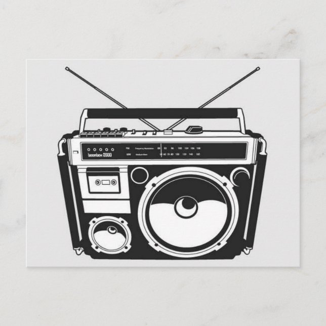 Postal Gris Boombox de Retro 80 (Anverso)