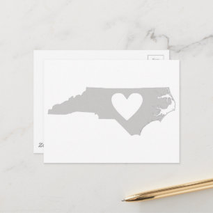 Postal Gris Carolina del Norte Corazón Caroliniano Adore