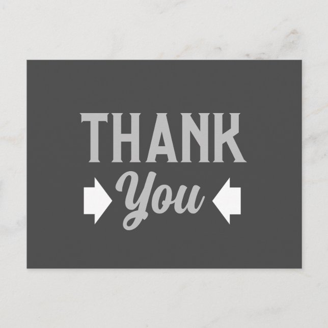 Postal Gris de agradecimiento masculino o empresarial (Anverso)