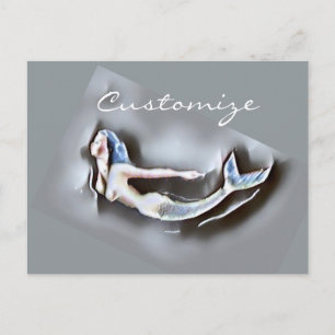 Postal Gris De La Sirenita De Natación Thunder_Cove