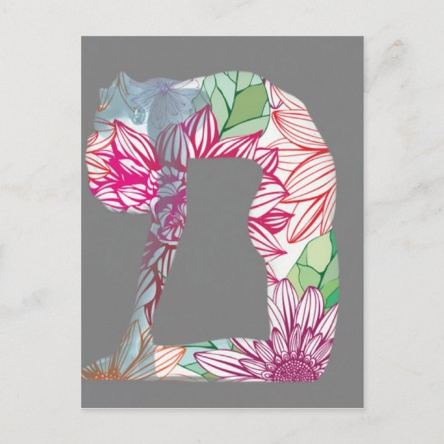 Postal Gris Deco Floral Yoga Series (Anverso)