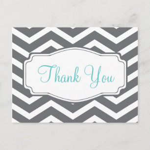 Postal Gris Grey Chevron Gracias Postcard