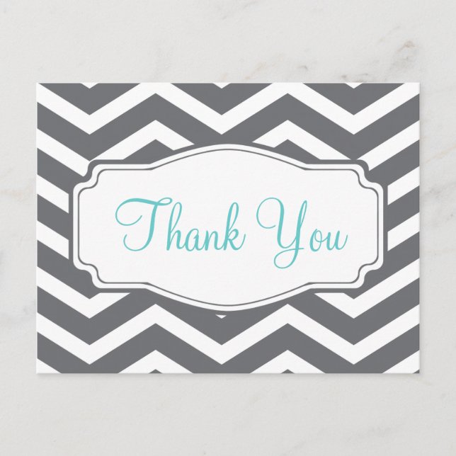 Postal Gris Grey Chevron Gracias Postcard (Anverso)