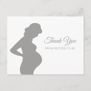 Postal Gris Moderno Gracias Mujer Embarazada Bebé