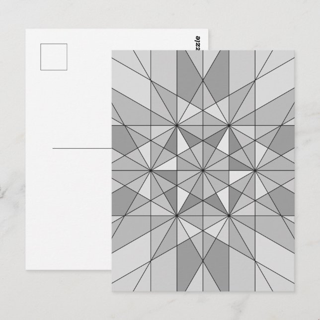Postal Gris negro blanco Mosaico Triángulo Patrón retro (Anverso / Reverso)