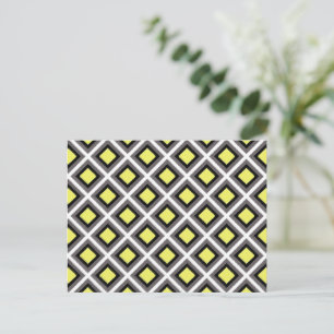 Postal Gris oscuro, negro, diamantes de ikat amarillo de
