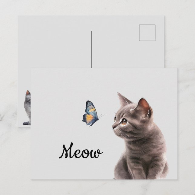 Postal Gris suave como el gato (Anverso / Reverso)
