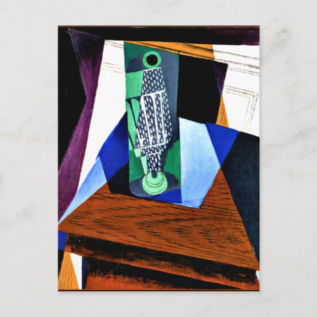 Postal Gris - Vidrio en una mesa (Anverso)