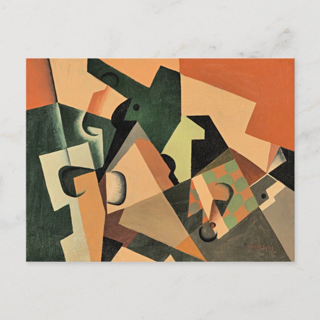 Postal Gris - Vidrio y tablero de cheques (Anverso)