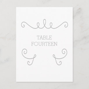 Postal Gris Whimsical Flourier Table Number Postcard