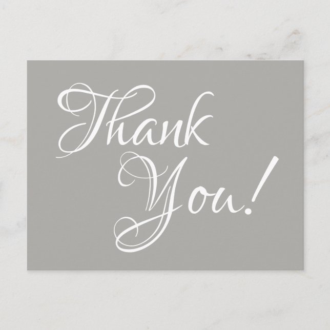 Postal Gris y caligrafía blanca Gracias (Anverso)