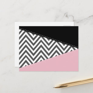 Postal Gris Zigzag, Gris Chevron, Zigzag Pattern, Rosa