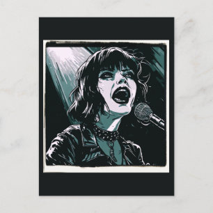 Postal Grita Fuerte Punrockero Retro Vintage Verde Azul