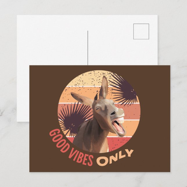 Postal Gritando burro - Sólo buenas vibraciones (Anverso / Reverso)