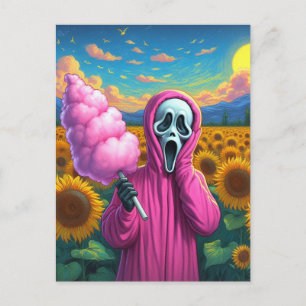 Postal Gritando sujetando golosinas en el campo del giras