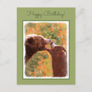 Postal Grizzly Bear Mom and Cub Painting - Wildlife Art