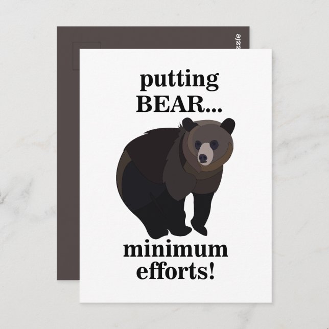 Postal Grizzly Bear Putting Bear Minimum Efforts Funny (Anverso / Reverso)