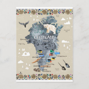 Postal Groenlandia: 13 ct./hoy - Pintura manual