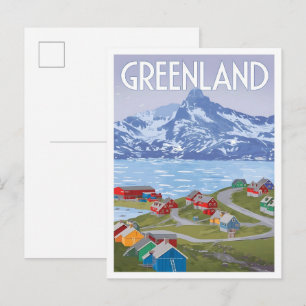 Postal Groenlandia Dinamarca Arte Vintage Viajes