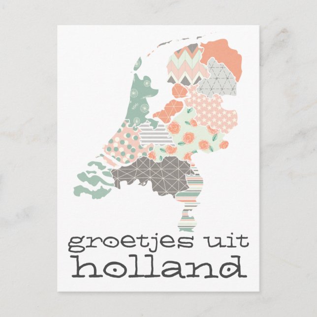 Postal Groetjes Uit Holland Mapa de la Provincia de Holan (Anverso)
