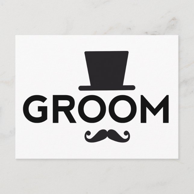 Postal Groom con gorra y bigote, diseño de texto de arte  (Anverso)