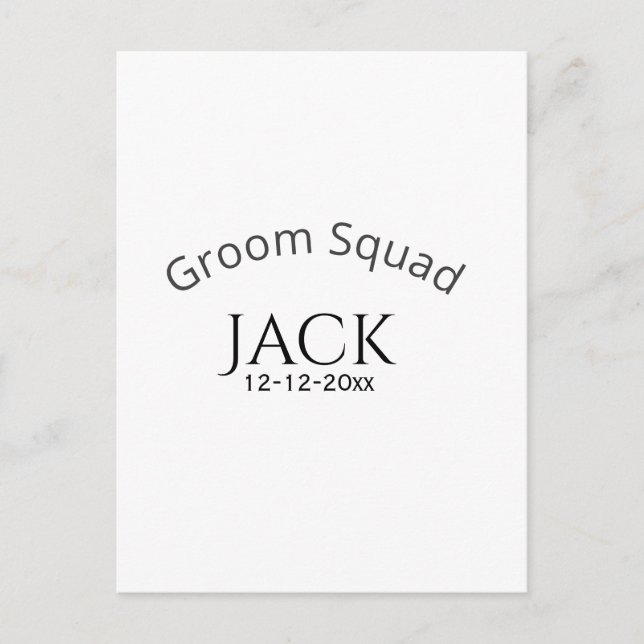 Postal Groom squad name date year bold letter bachelorett (Anverso)