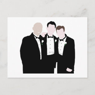 Postal Groomsmen en Black Tie Pose por una foto