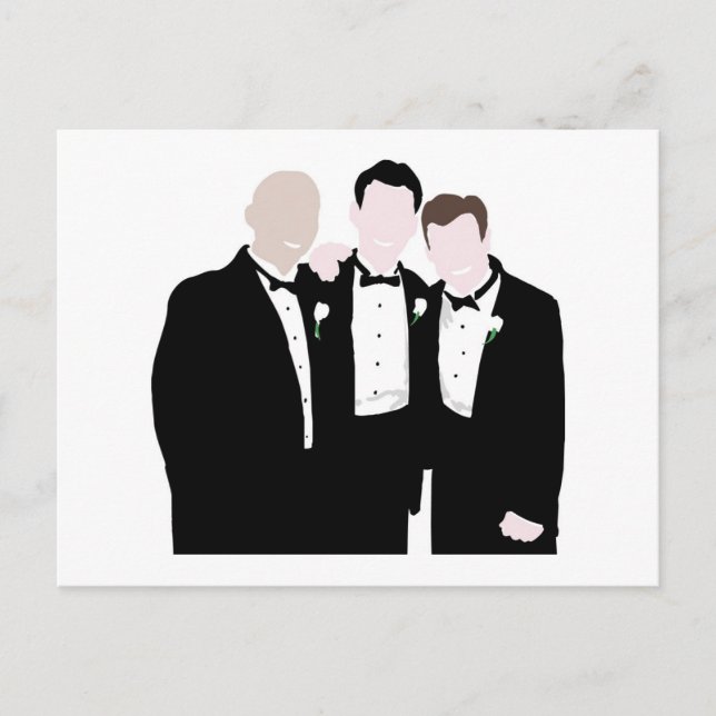 Postal Groomsmen en Black Tie Pose por una foto (Anverso)