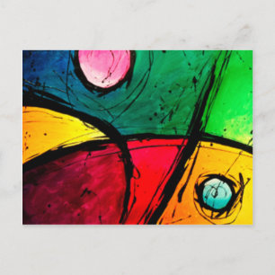 Postal Groovy Bright Abstract Acrylic Art