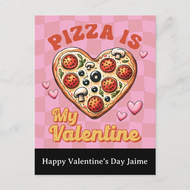 Postal Groovy Cheese Pizza My Valentines Day Postcard (Anverso)