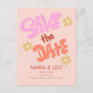 Postal Groovy Hand Drawn Lettering Save the Date
