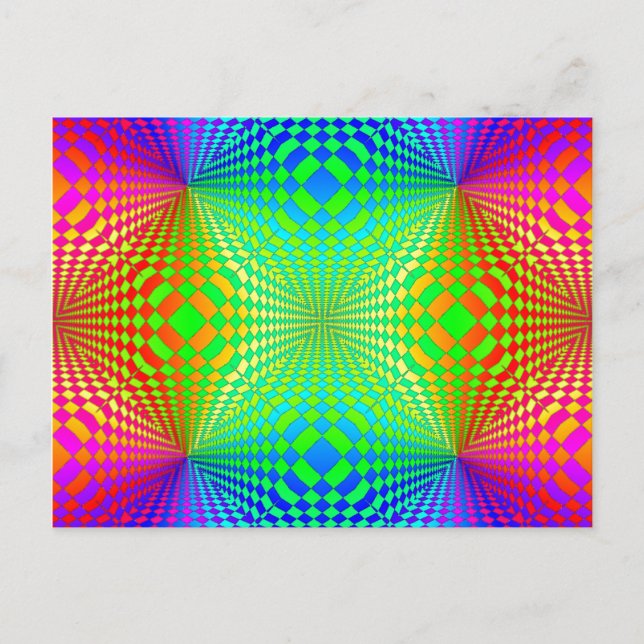 Postal Groovy patrón retro 3D (Anverso)