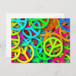 Postal Groovy Peace firma modelo arcoiris