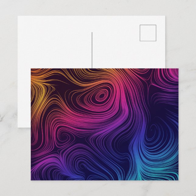 Postal Groovy Resumen de Swirls y Círculos Guay (Anverso / Reverso)