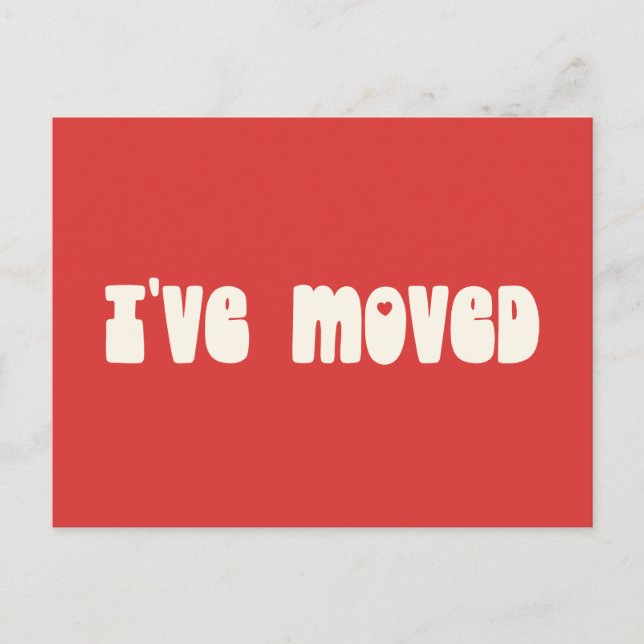 Postal Groovy Retro Rojo brillante me he mudado nueva dir (Anverso)