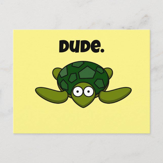 Postal Groovy Sea Turtle Personalizado, Funny Ocean "Dude (Anverso)