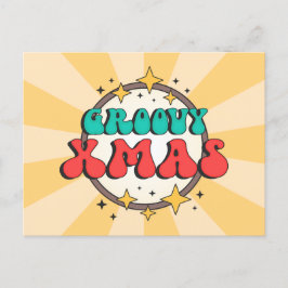 Postal Groovy xmas vacaciones retroceso personalizado tex